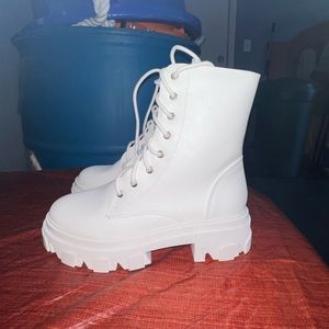 F21 cute white combat boots